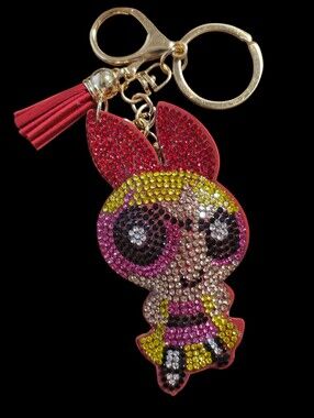 Crystal Power Puff Girl Bag Charm Keychain Charm - Blossom